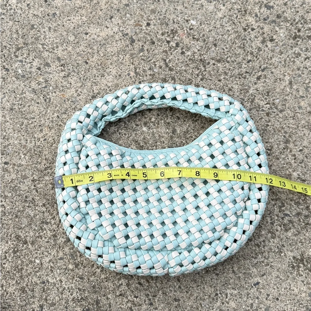 Sincerely Jules Woven Mini Hobo Bag – Mint & White